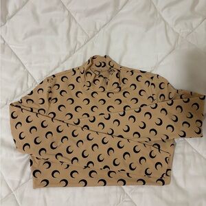 Marine Serre Tan and Black Fitted Long Sleeve Polo